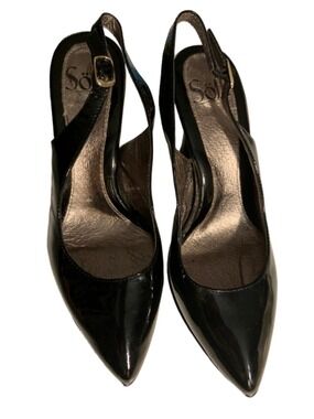 Women's Söfft Black Patent Leather Slingback Heels 6.5